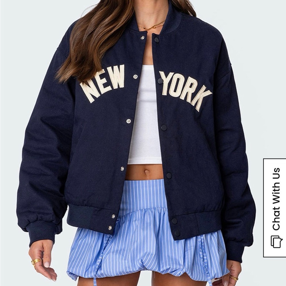 Edikted Big Apple Oversized Bomber Jacket S NWT